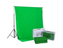 Set greenscreen Stoffhintergrund inkl. Hintergrundsystem 405cm breit  x 315cm hoch